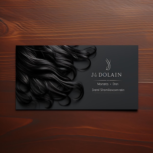 Foto tarjeta de nombre extensiones de cabello tarjeta de visita de salón color negro brillante idea de concepto de negocios premium