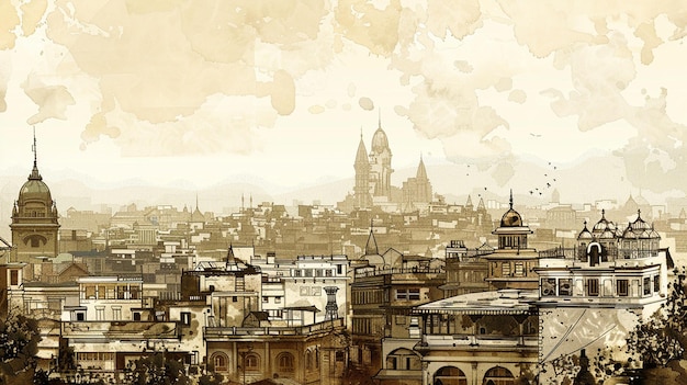 Tarjeta postal de una ciudad india antigua