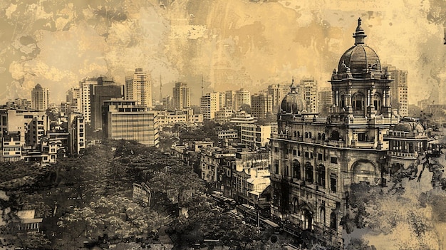 Tarjeta postal de una ciudad india antigua