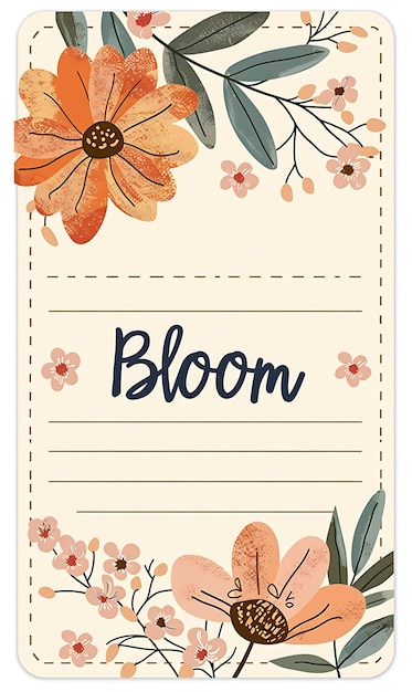 Tarjeta postal floral rústica con borde de flor silvestre Ilustración de texto Tarjeta postal vintage decorativa