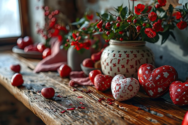 Foto tarjeta postal con imágenes para el día de san valentín el 14 de febrero