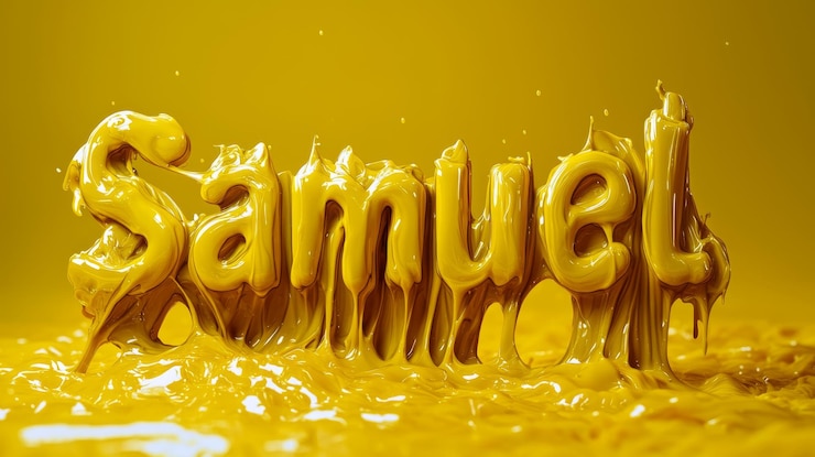 Foto tarjeta postal de nombre personalizado de limo amarillo perfecta para la decoración el nombre de samuel hecho en letras texturizadas