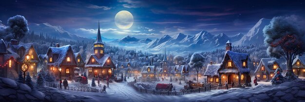 Tarjeta postal de paisaje navideño de la ciudad de invierno para Navidad y Año Nuevo