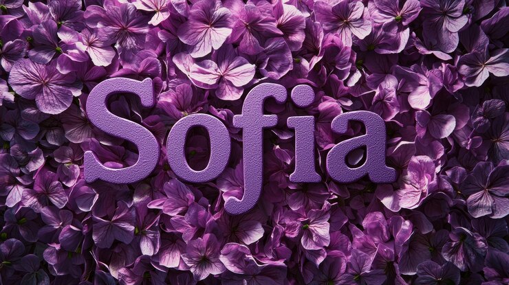 Foto tarjeta postal personalizada de nombre violeta perfecta para la decoración el nombre sofia hecho en letras texturadas