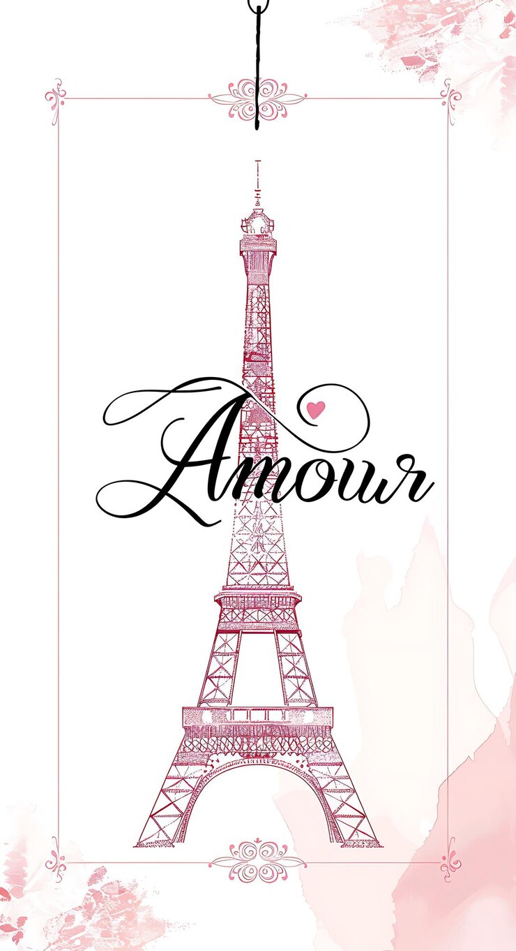 Foto tarjeta postal romántica de parís con marco de la torre eiffel e ilustración de texto tarjeta postal vintage decorativa