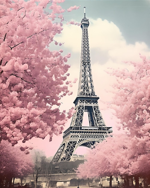 Tarjeta postal de la Torre Eiffel en París 1