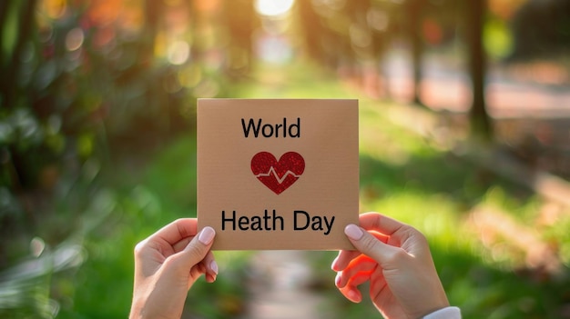 Foto tarjeta postal de vacaciones para el día mundial de la salud con el texto día mundial de la salud día mundial dela salud médica