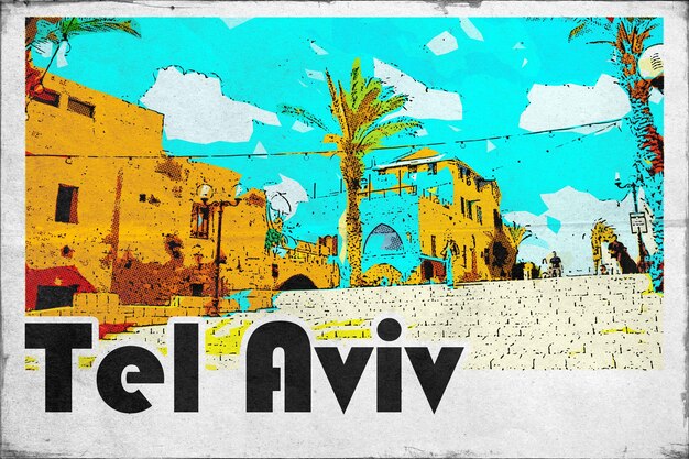 Foto tarjeta postal de viaje vintage de tel aviv