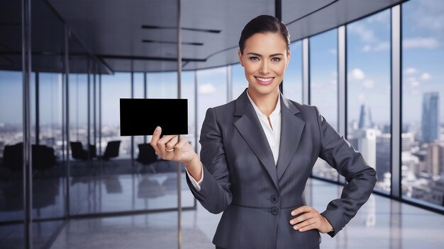 Tarjeta de presentación de la mujer de negocios de contenido