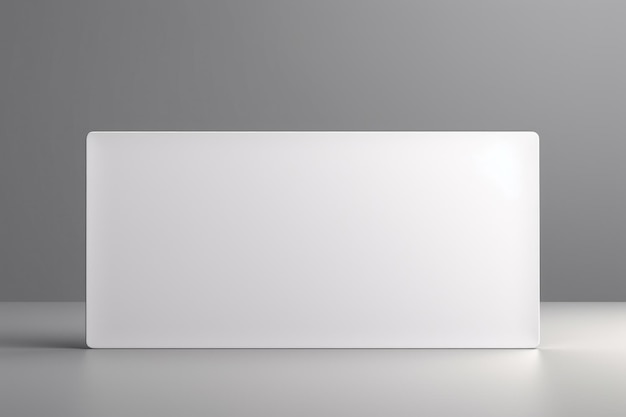 Tarjeta de regalo blanca diseño de tarjeta de crédito en un fondo de mesa gris