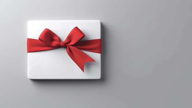 Tarjeta de regalo blanca mínima en blanco con cinta de cuerda roja Ai Generative