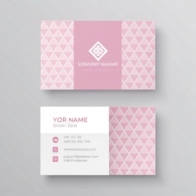 una tarjeta rosa y blanca con un diseño rosa y blanco en ella