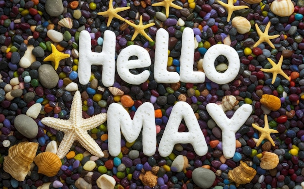 Tarjeta de saludos de mayo con tema de playa