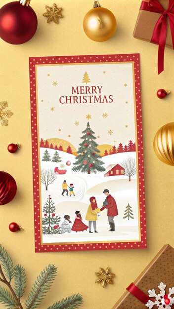 una tarjeta con una tarjeta navideña que dice feliz navidad
