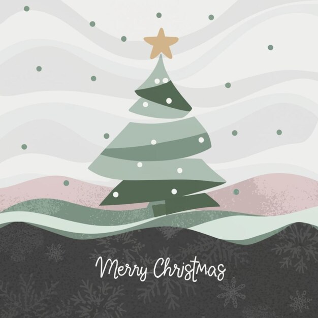 tarjeta de vacaciones de árbol de Navidad decorada con vectores con fondo de onda