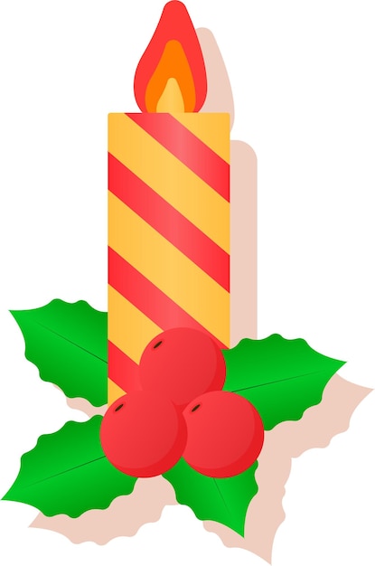 una tarjeta con una vela y un bastón de caramelo rojo y verde