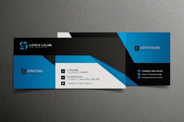 Foto tarjeta de visita creativa moderna azul y negra y tarjeta de nombre diseño vectorial de plantilla simple y limpia horizontal