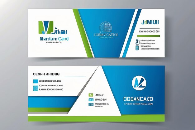 Foto tarjeta de visita creativa moderna verde y azul y tarjeta de nombre diseño vectorial de plantilla simple y limpia horizontal