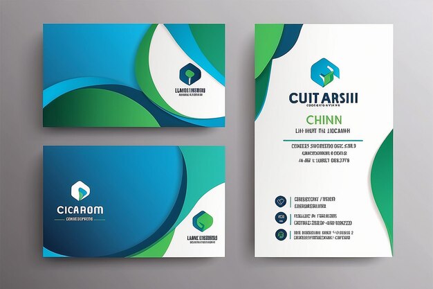 Foto tarjeta de visita creativa moderna verde y azul y tarjeta de nombre diseño vectorial de plantilla simple y limpia horizontal