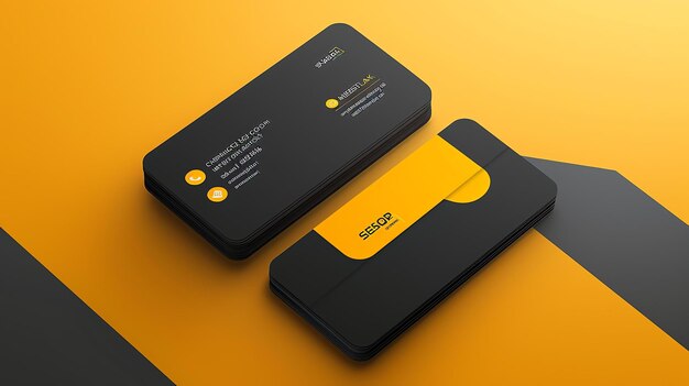 Una tarjeta de visita negra y amarilla con un diseño moderno