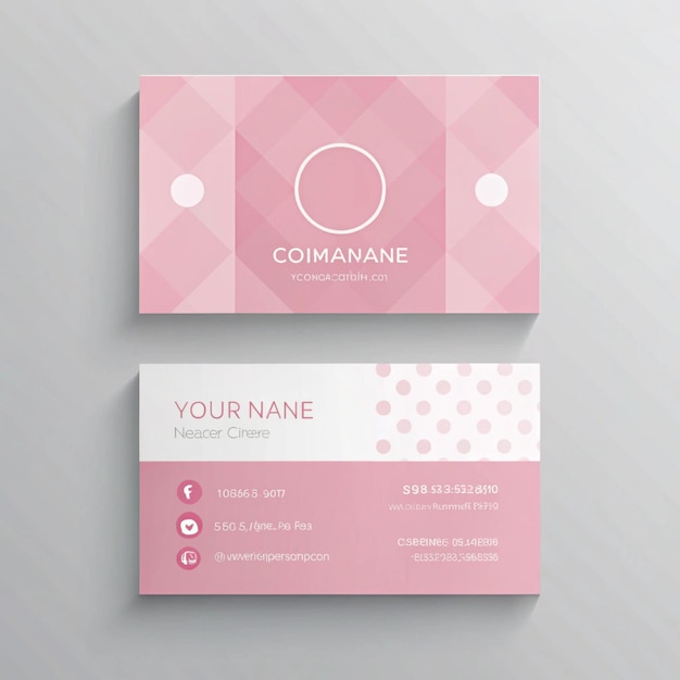 una tarjeta de visita rosa y rosa con un logotipo rosa y blanco