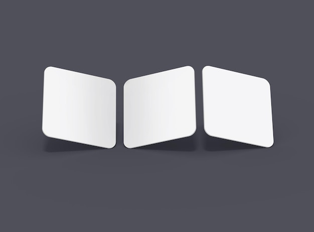 Tarjetas cuadradas en blanco para la presentación de diseños en 3D