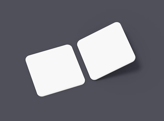 Tarjetas cuadradas en blanco para la presentación de diseños en 3D