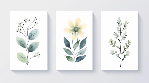 Tarjetas de flores Un conjunto de ilustraciones vectoriales Fondo de primavera