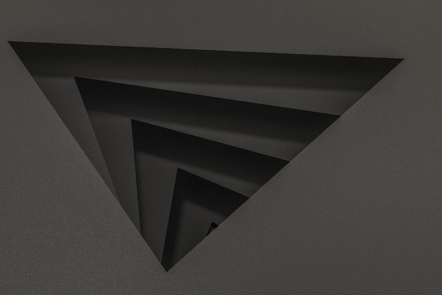 Tarjetas de papel en blanco y vorticiales con representación 3d en forma de triángulo