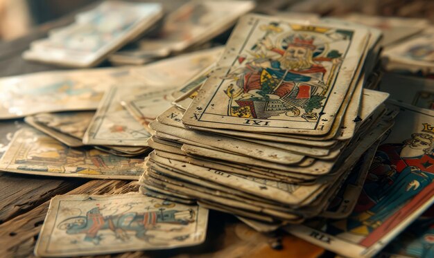 Tarotkarten auf einem Holztisch