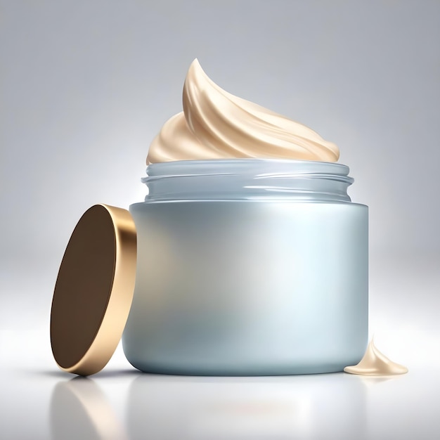 Foto tarro de crema cosmética sobre fondo blanco concepto de producto de belleza natural