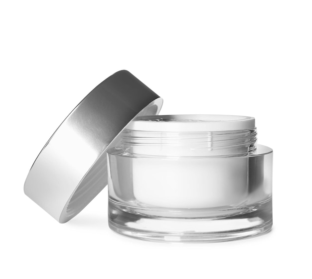 Tarro de crema facial de lujo aislado en blanco