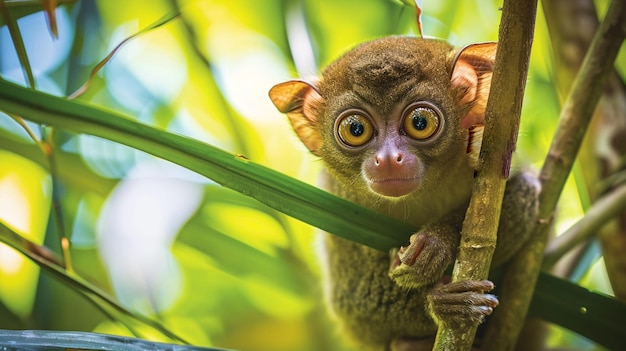 Tarsier-Affen Tarsius Syrichta in natürlicher Dschungelumgebung Generativ Ai