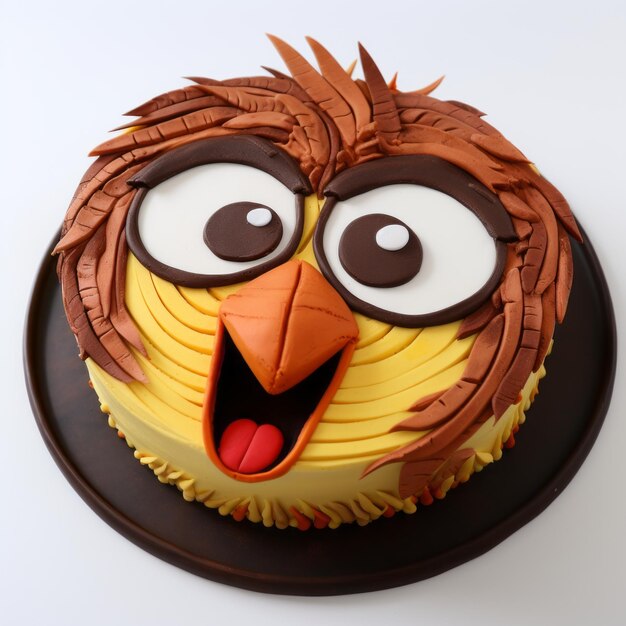 Tarta de cara de loro colorida Tarta de cumpleaños vibrante con un diseño lúdico