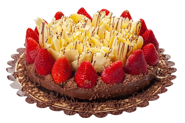 Tarta de chocolate con fresas