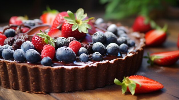 Tarta de chocolate simple con queso crema y bayas