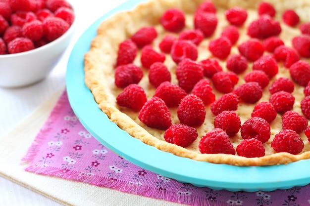 Tarta de cocina con frambuesa