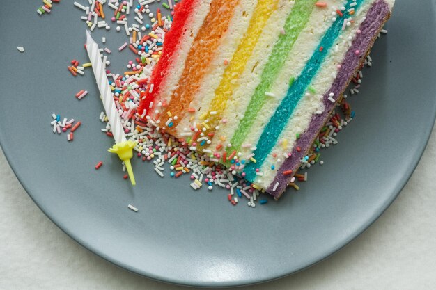 Foto tarta de cumpleaños de arco iris