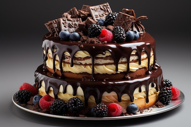 Tarta de cumpleaños de chocolate en el fondo de la comida 27jpg