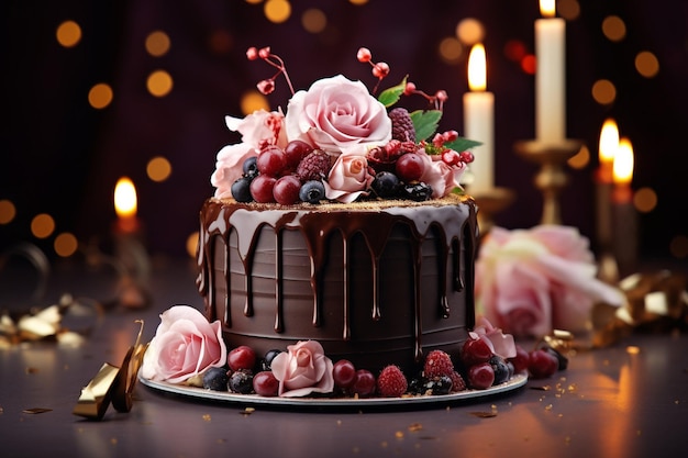 Tarta de cumpleaños de chocolate con glaseado