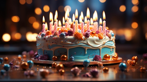 Tarta de cumpleaños con ilustración de velas