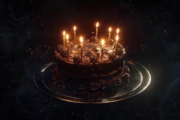 Tarta de cumpleaños con velas aisladas