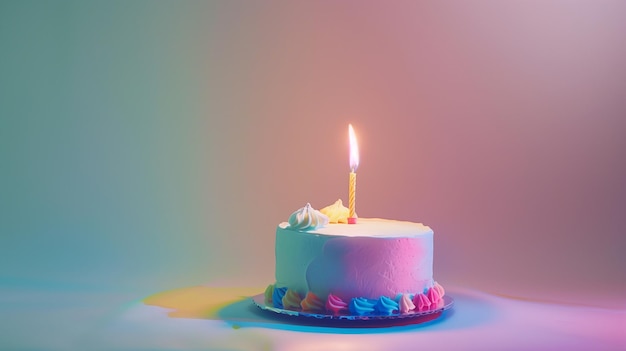 Tarta de cumpleaños con velas de colores