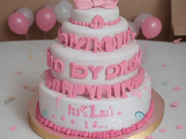 Tarta dulce con nata y ositos para cumpleaños.