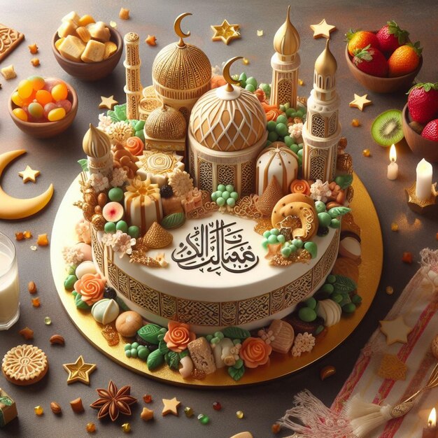 La tarta de Eid es una delicia con un hermoso moque