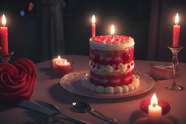 Tarta especial de la noche de las velas para el día de San Valentín