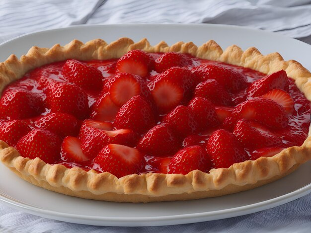 La tarta de fresa cuidadosamente decorada con rebanadas de la fruta una tentación para los amantes del postre generada por la IA