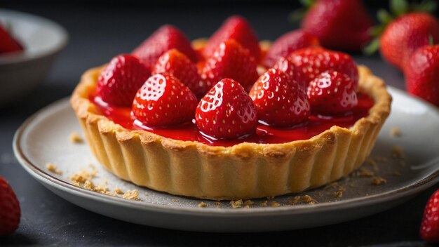 Una tarta de fresa francesa en un plato generativo ai