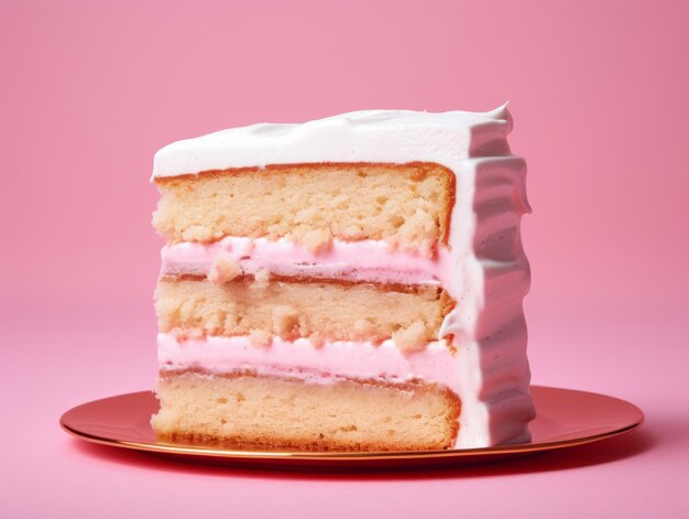 Foto tarta de fresa rosada sobre un fondo rosado