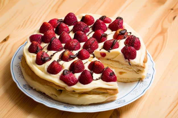 Tarta de fresas con nata